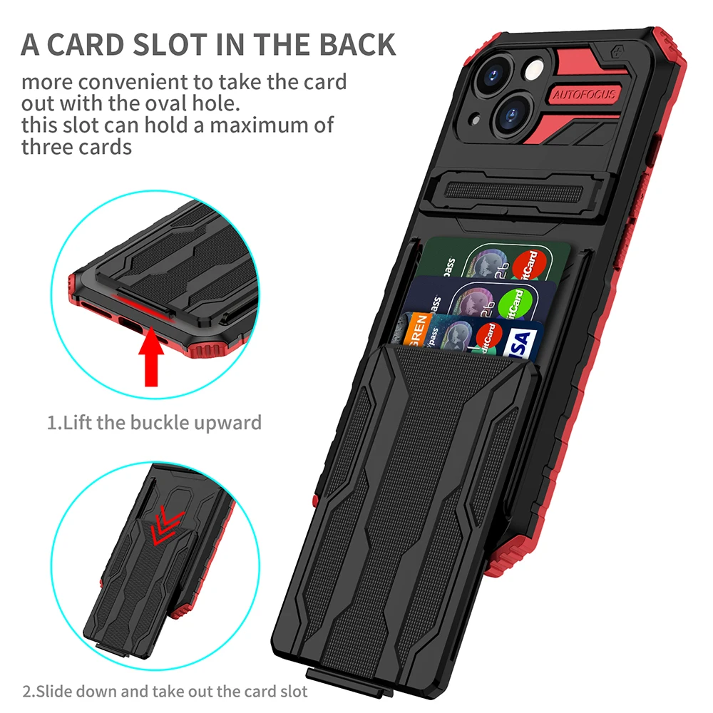 

Hybrid Armor Shockproof Phone Case For Samsung Galaxy Note20 S20 S21 FE S30 Plus Ultra 5G Card Slot Bracket Stand Holder Cover