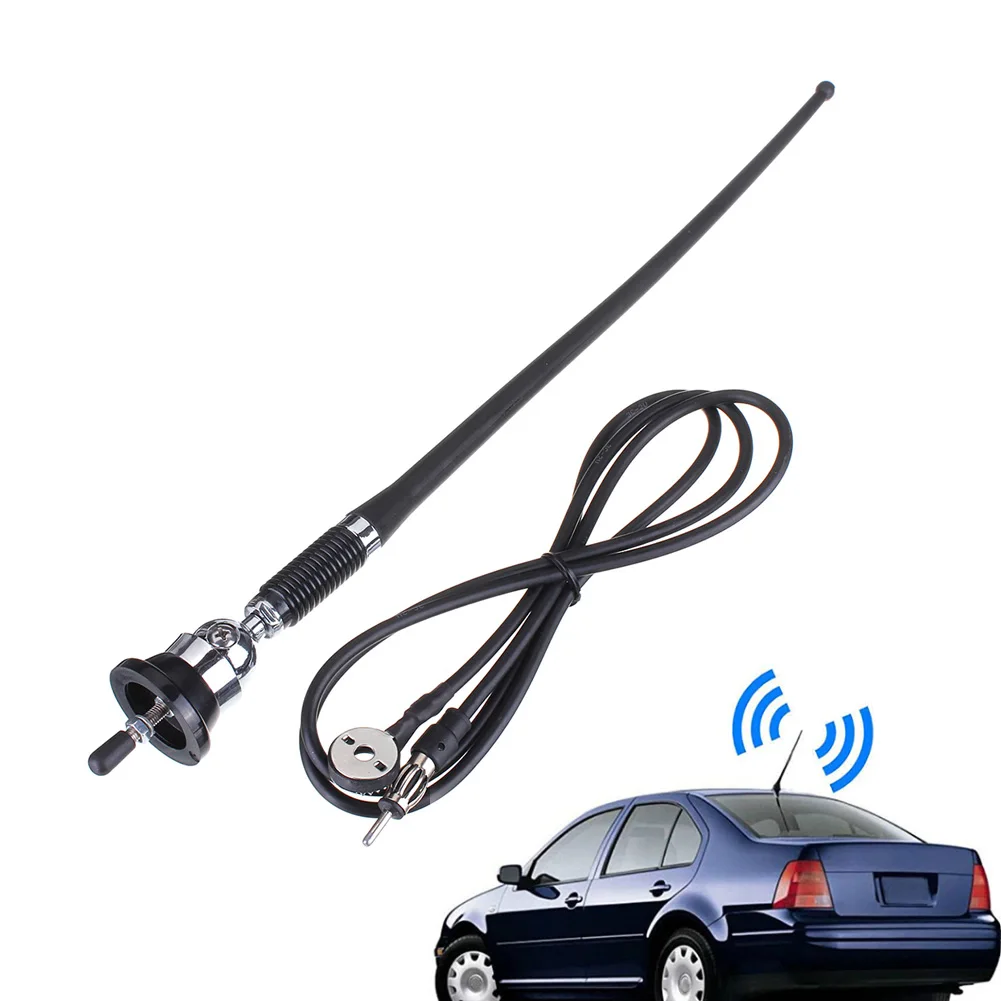 

43cm Car FM AM Radio Antenna Flexible Roof Mast Antenna Universal Fit Signal Antenna Aerial with Extension Cable Car Accessories