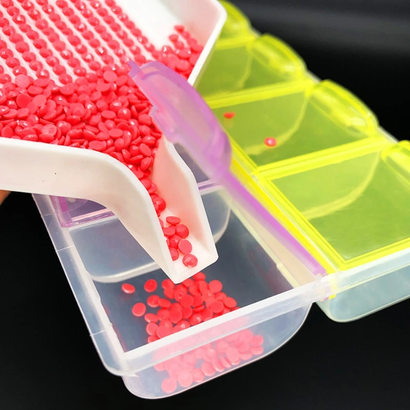 

Multiple Partition Handmade Diamond Painting Plate with Lid Storage Rack Manual DIY Point Tool Accessories Diamond Box Art 28GF