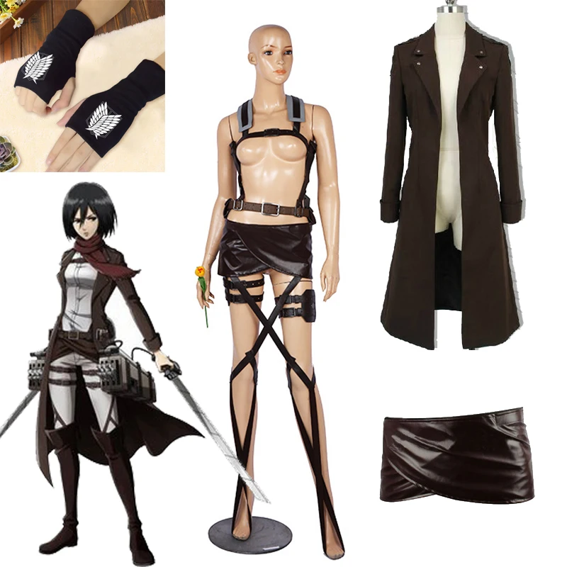 

Attack on Titan: Wings of Counterattack Levi Cosplay Trench Coat Uniform Anime Shingeki no Kyojin Long Jacket Halloween Cos belt