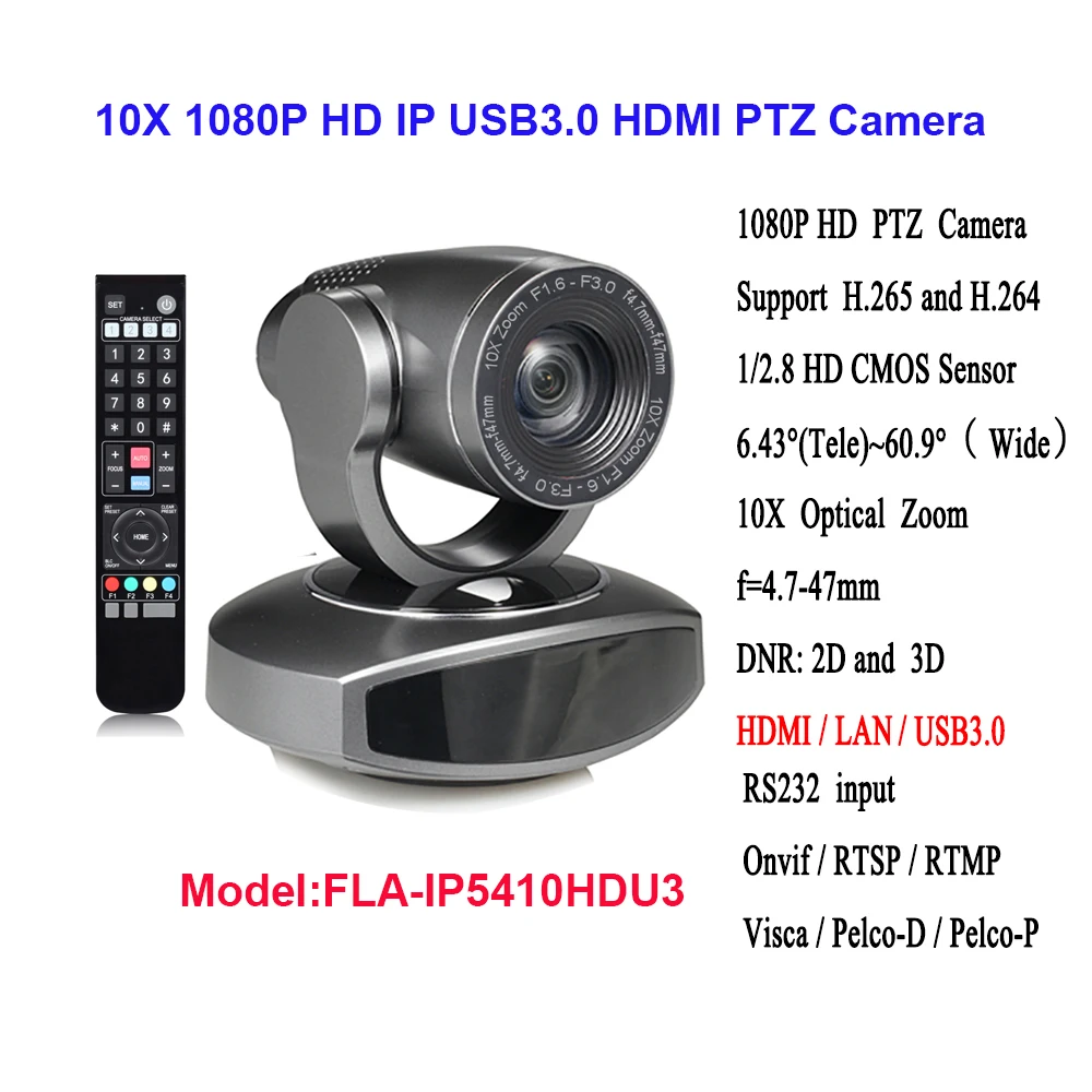 2MP HDMI IP видео конференции вещания PTZ камера USB3.0 10x оптический зум RTMP RTSP Onvif|Камеры