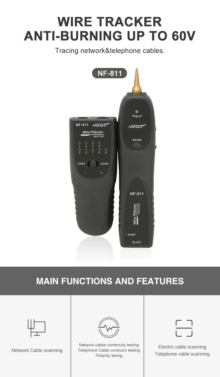 NOYAFA NF 811 RJ45 обнаружения сетевых кабелей RJ11 телефонный провод Tracker Ethernet LAN
