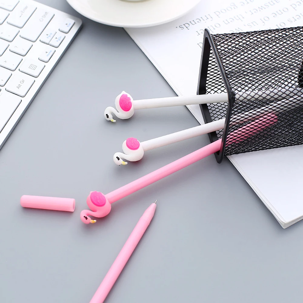 Необычная каваи Милая гелевая ручка в виде фламинго белый розовый Аниме