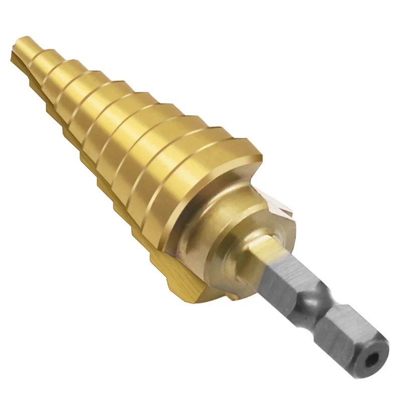 4-22 HSS Step Drill Bit Straight Groove Titanium Coated Wood Metal Hole Cutter 4241 High Speed Steel Core | Инструменты