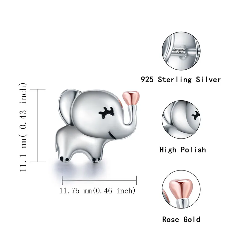 New Fashion 100% 925 Sterling Silver Cute Animal Elephant with Love Stud Earrings for Women 2019 Party Jewelry Gifts | Украшения и