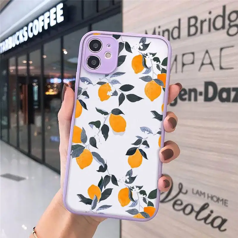 

lemon anime Phone Case matte transparent For purple iPhone 7 8 x xs xr 11 12 pro plus max mini Clear Funda