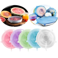 lfgb 6pcsset reusable silicone caps food cover adjustable stretch bowl lid kitchen wrap seal fresh keeping cookware accessories