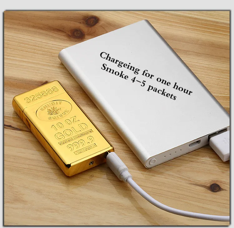 Видео шоу Bullion Стиль Металлические перезаряжаемые ветрозащитные Usb зарядка Arc
