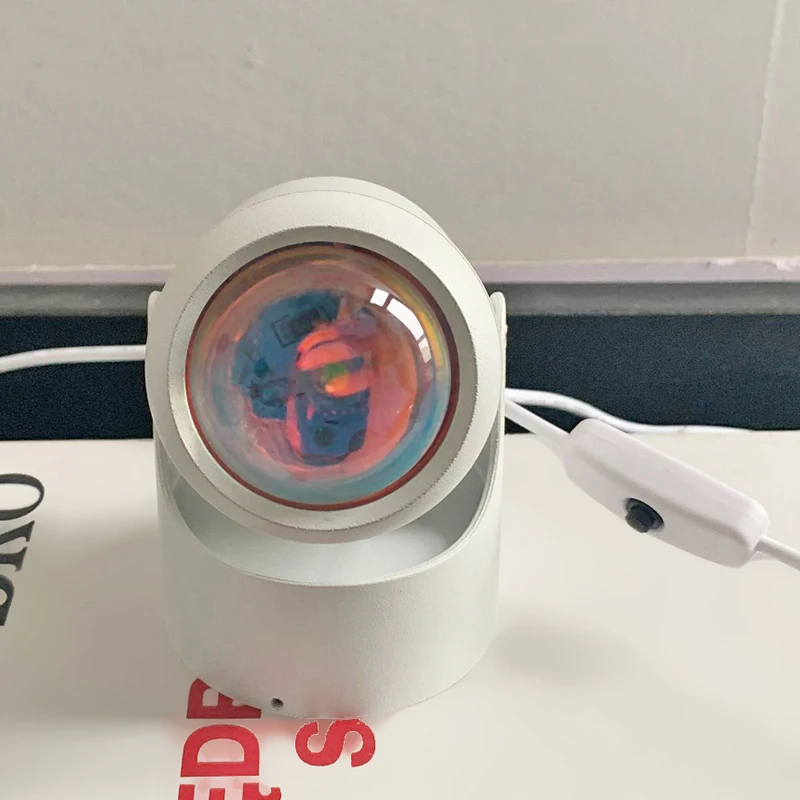 

New USB Button Rainbow Sunset Projector Lamp LED Atmosphere Night Light For Home Bar Shop Wedding Decor Colorful Lamp Party Gift
