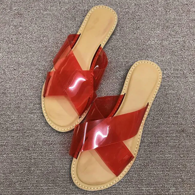 Женские прозрачные шлепанцы удобные пластиковые на плоской подошве размеры 36 41