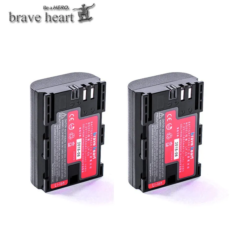 2battery Bateria LPE6 LP-E6 LP E6 E6N LPE6N LP-E6N батарея для камеры Япония Sanyo батарея для Canon EOS 5DS R 5D Mark II 5D 6D 7D 80D - Цвет: 2battery