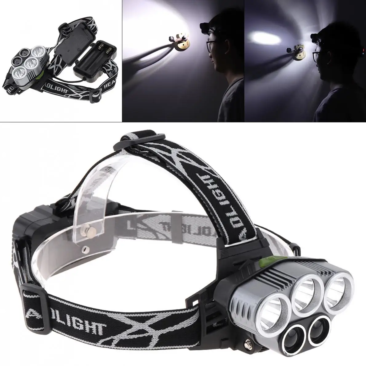 

LED Headlamp USB Rechargeable Fishing Headlight with 6 Lighting Modes Flashlight for Camping Night Fishing Outdoor Adventure
