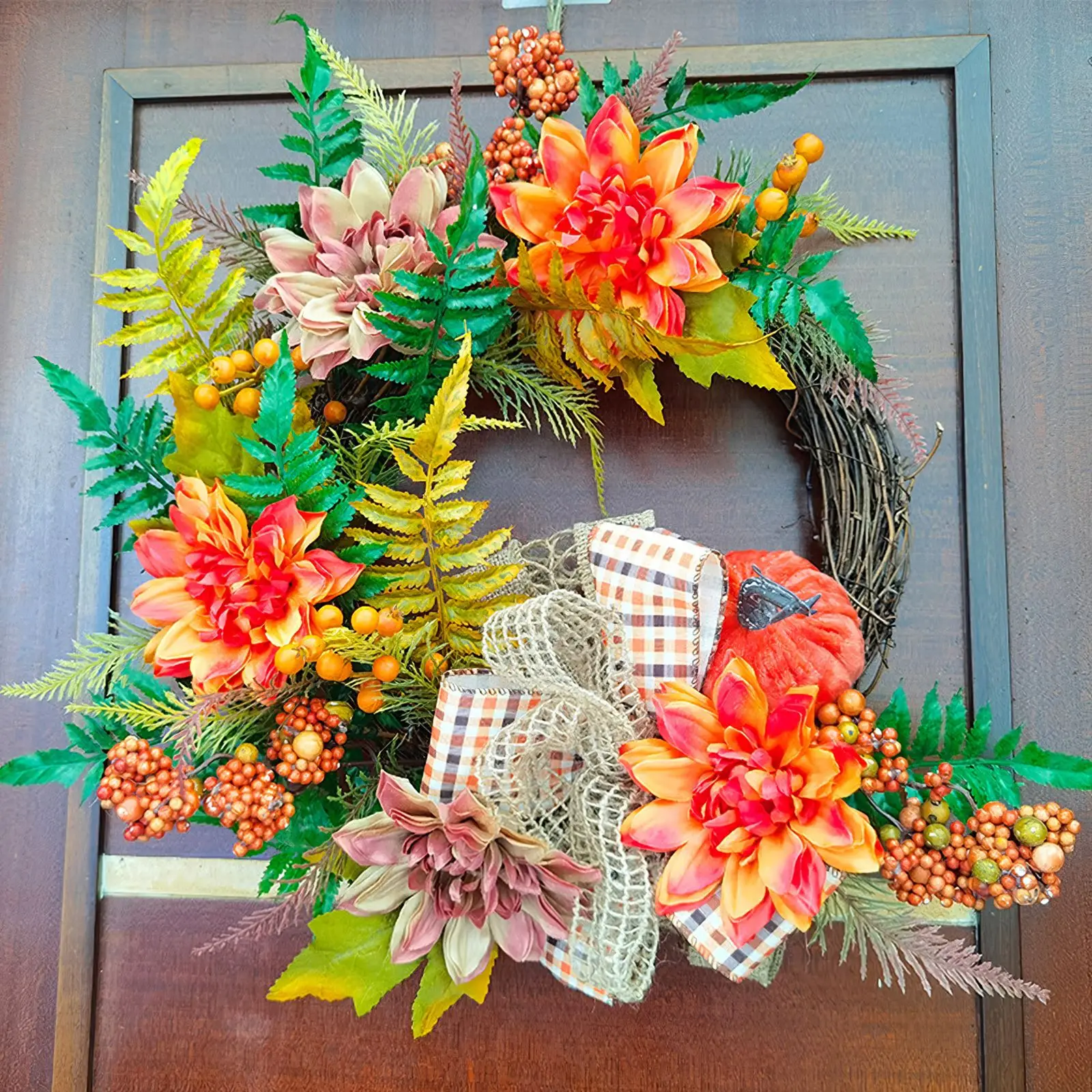 

Осенний венок 50*50 см, осенняя фотография, широко используемая декоративная подвесная Гирлянда для дома, двери, стен, улицы