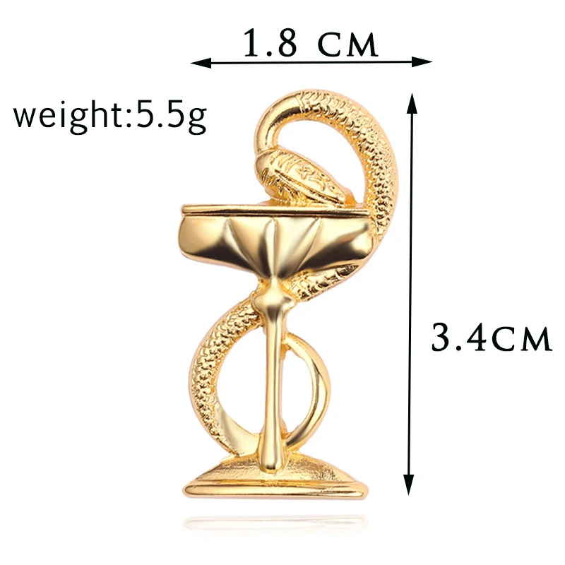 gold 2 Новая эмалированная брошь в виде змеиной чашки для доктора медсестры, булавка для мужчин и женщин, джинсовая куртка, значок на воротник, булавка, кнопка, мешочек для брошек, аксессуары - Окраска металла: gold 2