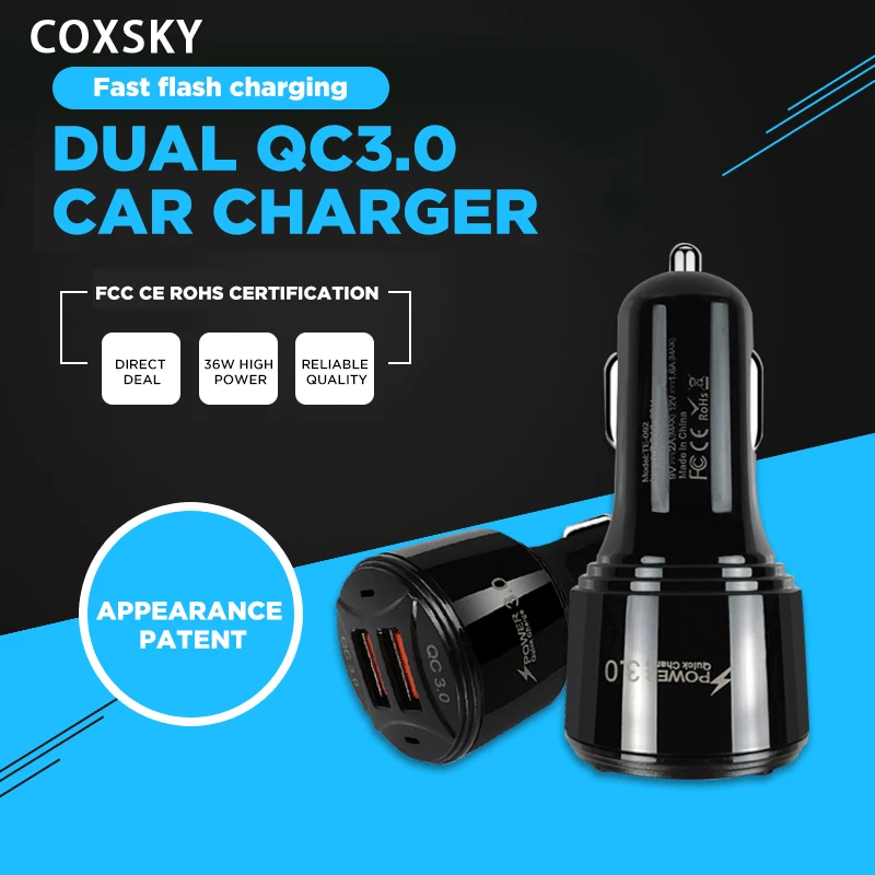Автомобильный адаптер быстрой двойной QC Qualcomm 3 0 с usb портом для iPhone XR/Xs/Max/X/8/7/Plus Galaxy