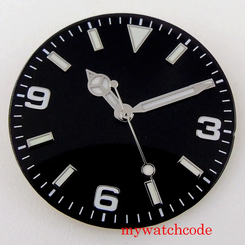 29 мм Bliger часы циферблат лицо руки зеленые светящиеся отметки для NH35 NH36 MIYOTA 8215 821A ETA