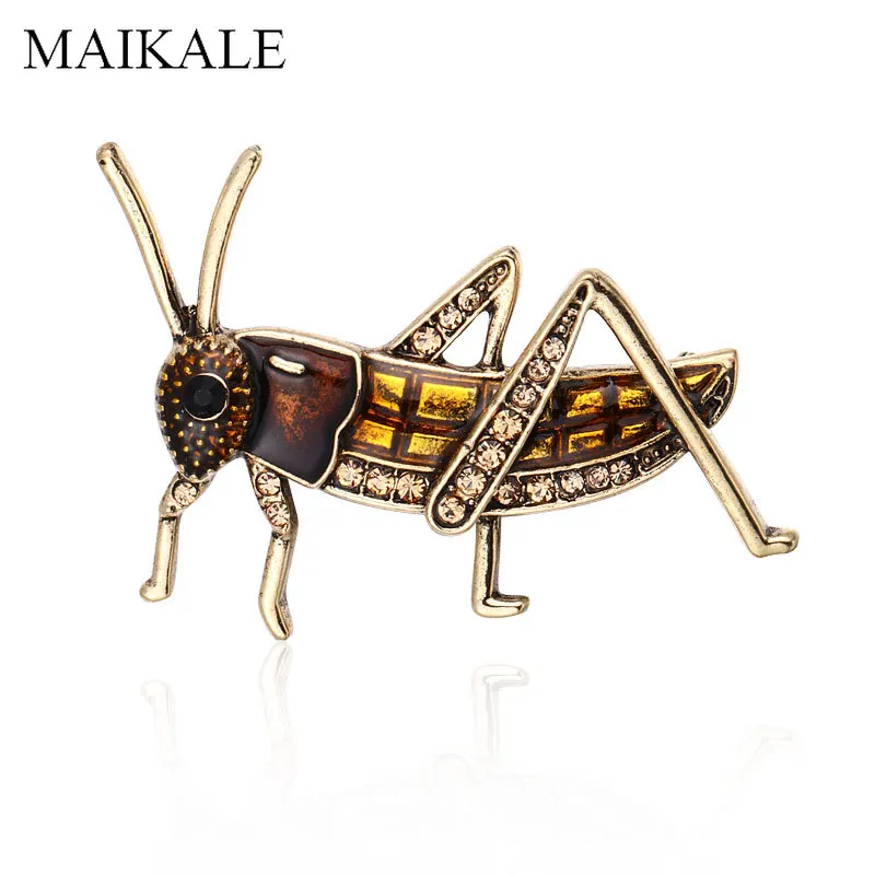 

MAIKALE Crystal Insect Brooch Pins Grasshopper Broches Locust Brooches for Women Kids Girls Shirt Suit Bag Accessories Gifts