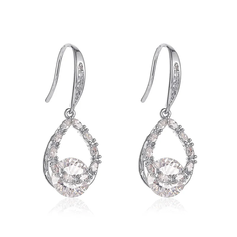 Женские серьги подвески с круглыми кристаллами|Серьги-кольца| |