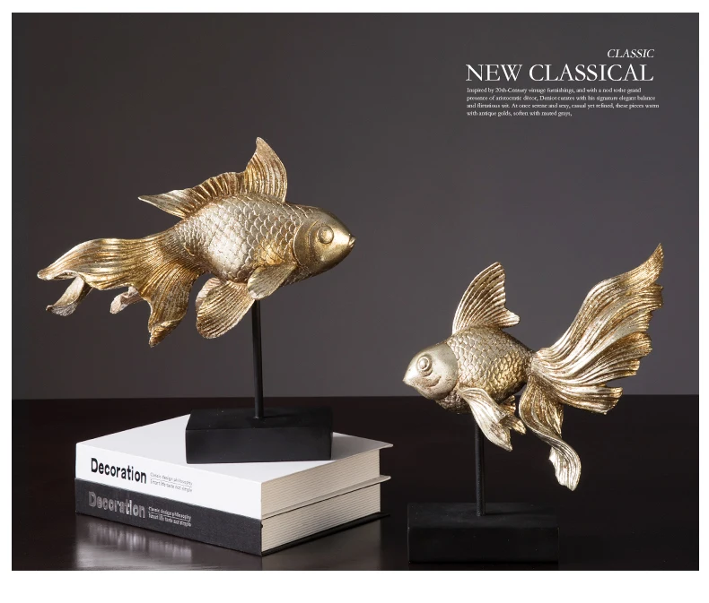 Творческий Nordic из золотистого металла рыбные промыслы украшения Имитация животных декоративные украшения современные аксессуары для дома скульптура