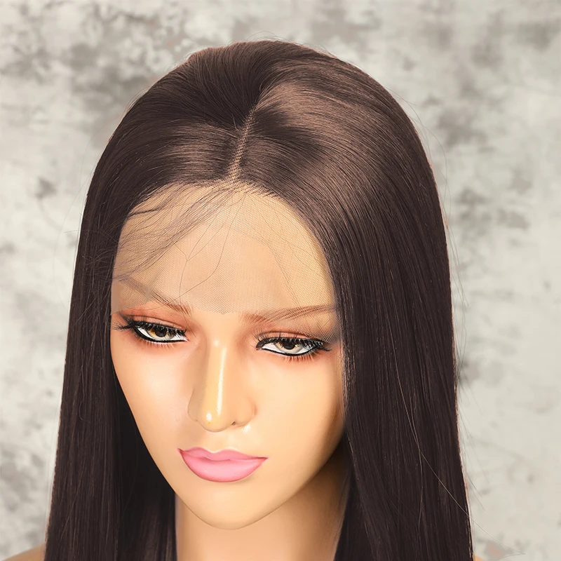

Dark Brown 6 color Synthetic lace front wig Long Straight lace front wigs for women 26 inch Wine Red Wigs Black Cosplay wig