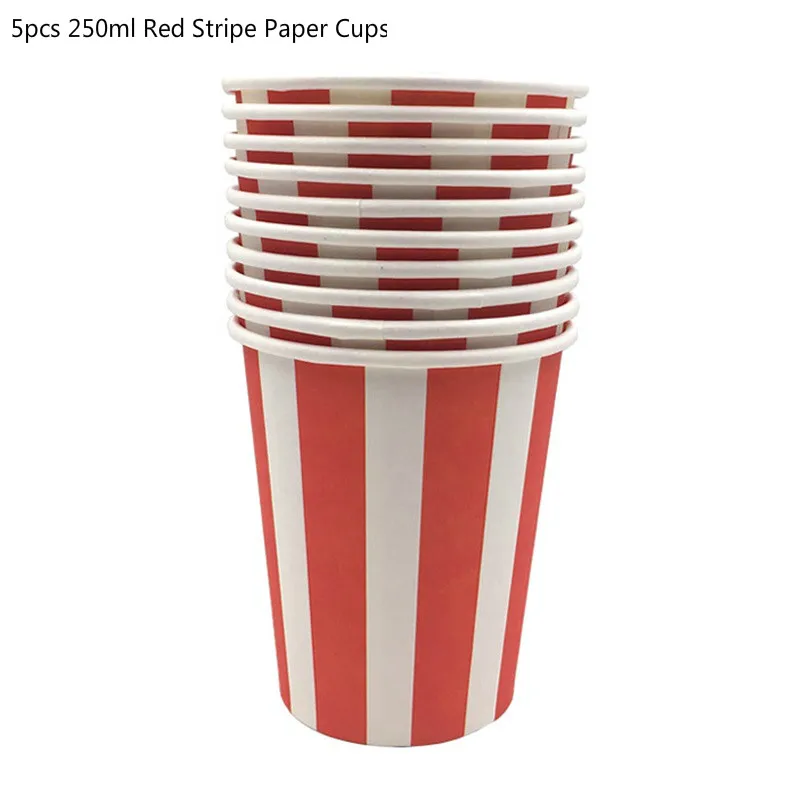 250ml CUP A1 Красочные бумажные стаканы в полоску и тарелки одноразовые трубочки салфетка на свадьбу День рождения, детский душ фестиваль столовая посуда все для праздника - Цвет: 250ml CUP A1