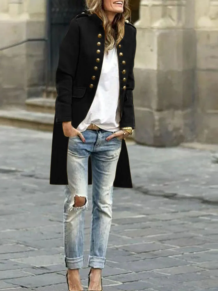 2020 Spring Women Long Sleeve Woolen Double Breasted Button Cardigan Jacket Coat Lapel Wool Overcoat Outwear Manteau Femme | Женская