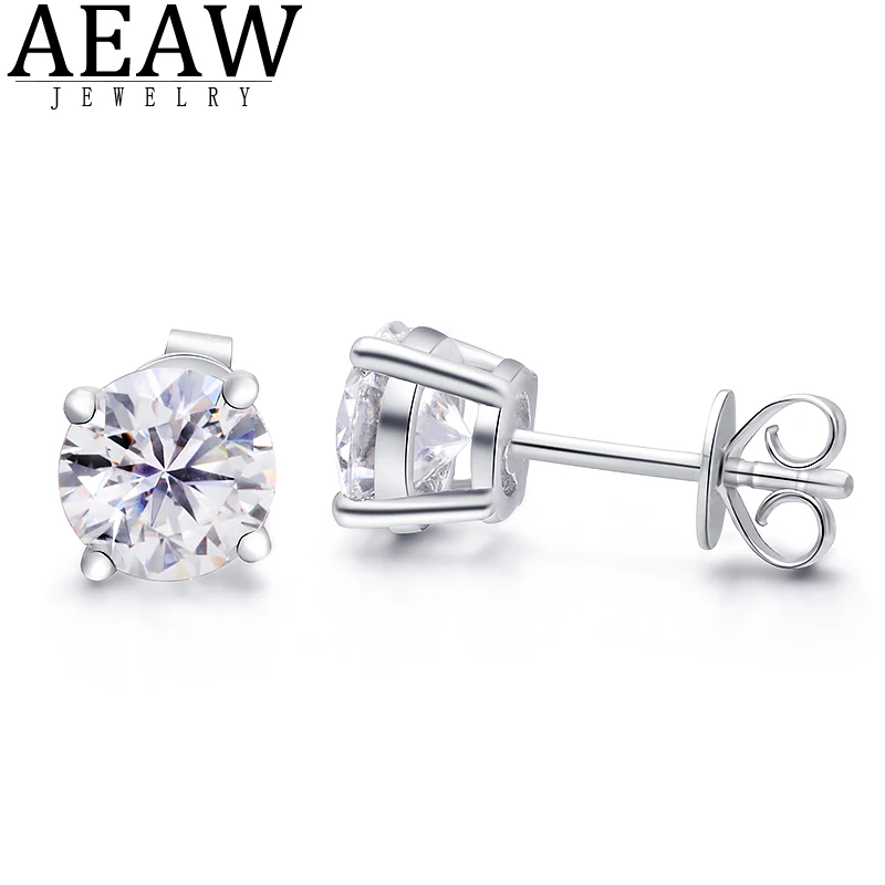 AEAW Круглый Муассанит сократить общий объем 2.00ct 6 5 мм Алмазный Тесты прошел Серьги
