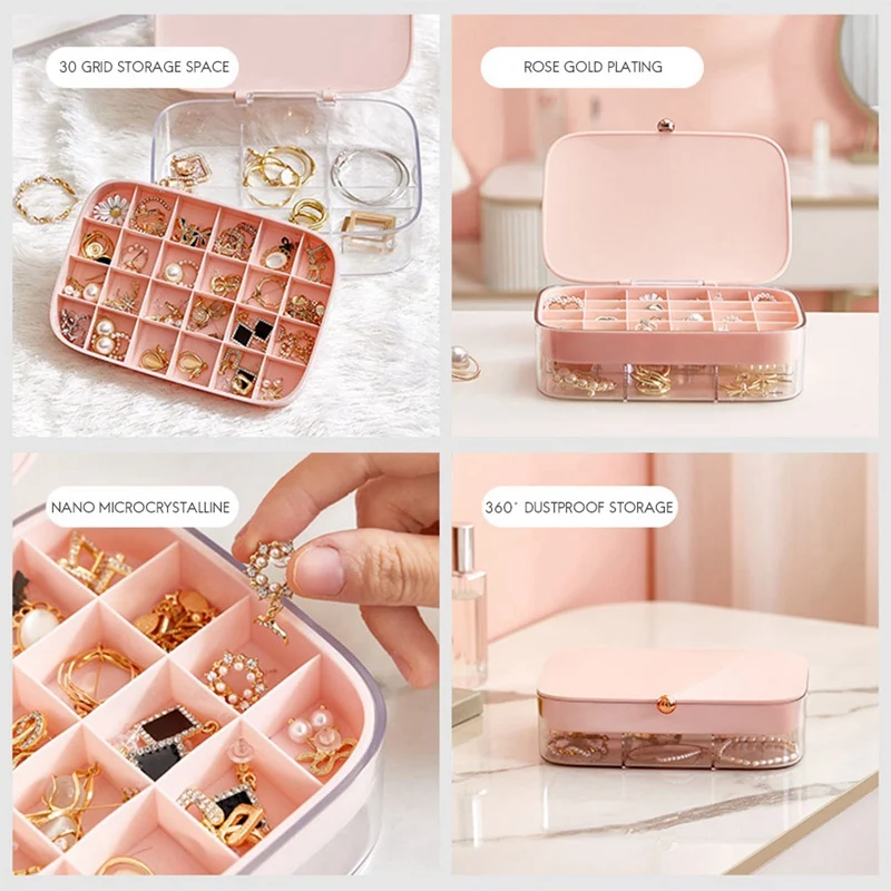 Large-Capacity Double-Layer Jewelry Box Nordic Luxury Earrings Necklaces Ring Accessories 30 Grids Storage Display | Дом и сад