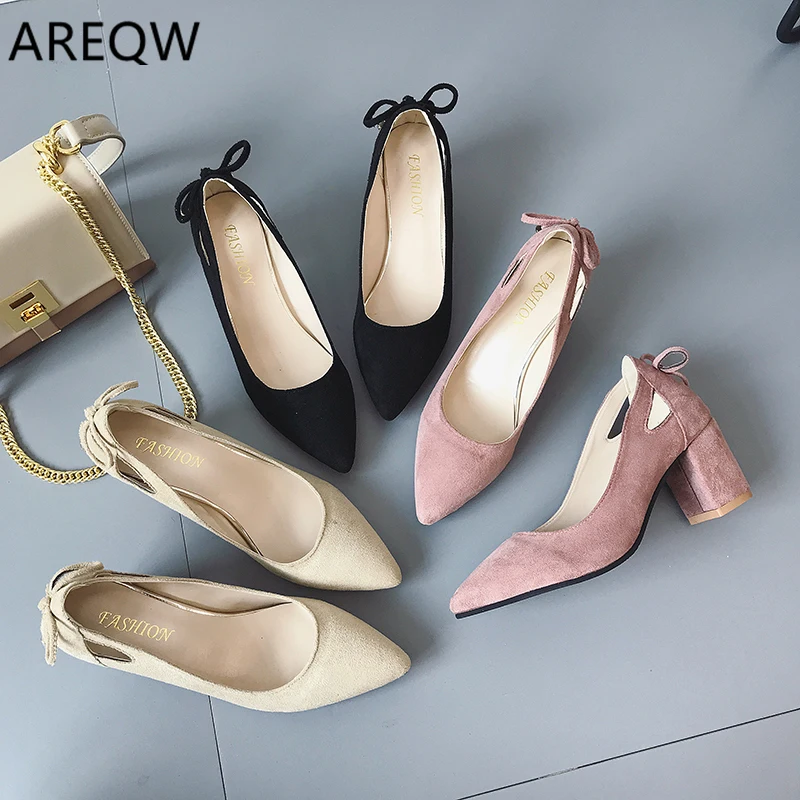 

2020 Spring and Autumn New Comfort Women Pumps Sexy High Heels Shoes Fashion Pointed Toe Wedding Party Square Heel