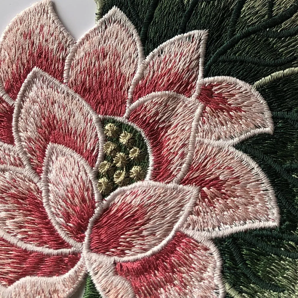 1 шт с вышивкой в виде лотоса наклейки ткани водорастворимый заплата вышивки