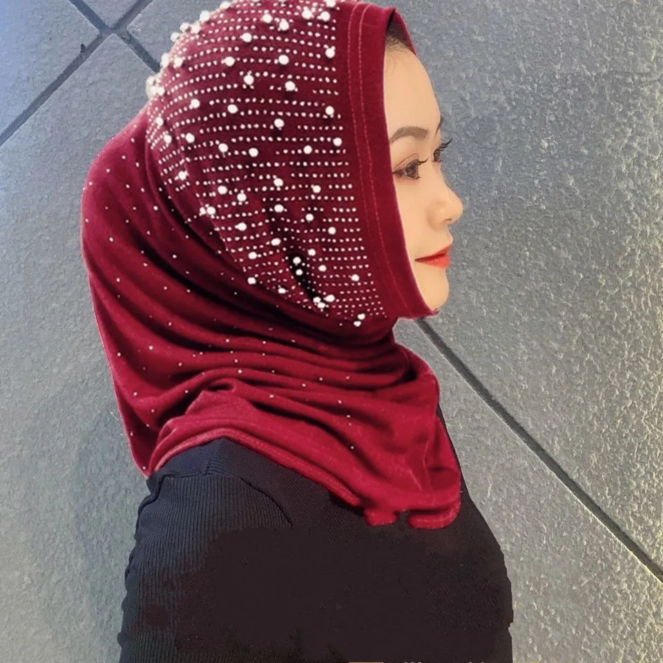 Хиджаб модные мусульманские исламские шапки женский головной платок с бусинами