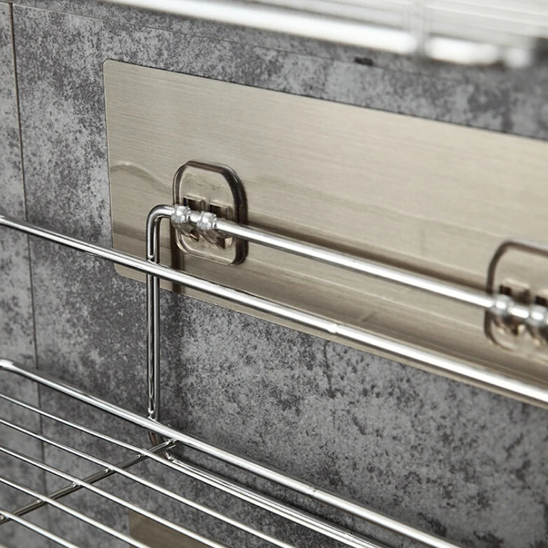 

Stainless Steel Bathroom Storage Shelf Punch-Free Kitchen Bathroom Toilet Wall Hanging Storage Rack Large