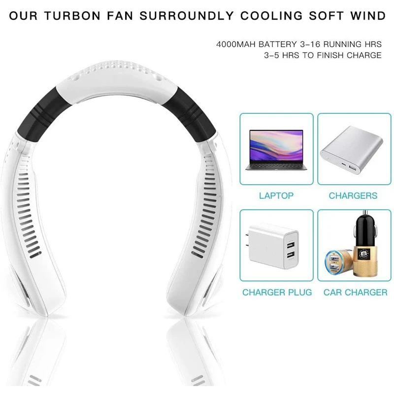 Goede Persoonlijke Hals Fan Draagbare Mini Koeler Ventilator Handen Gratis Bladeless Fan 4000 Man Batterij Operated Wearable Persoonlijke Fan