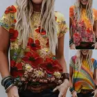 Женская хлопковая Футболка с принтом, свободная Винтажная футболка с коротким рукавом, большие размеры, лето 2021