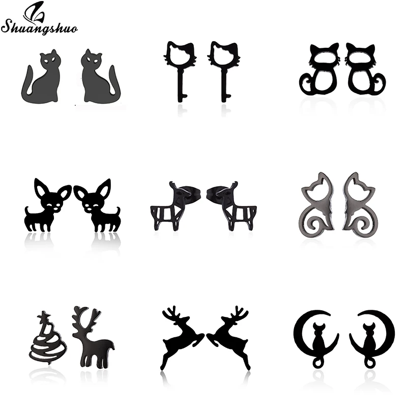 

Shuangshuo Variety of Stylish Tiny Cat Dog Deer Stud Earrings for Women Aniaml Earrings Minimalist Jewelry Accessories oorbellen