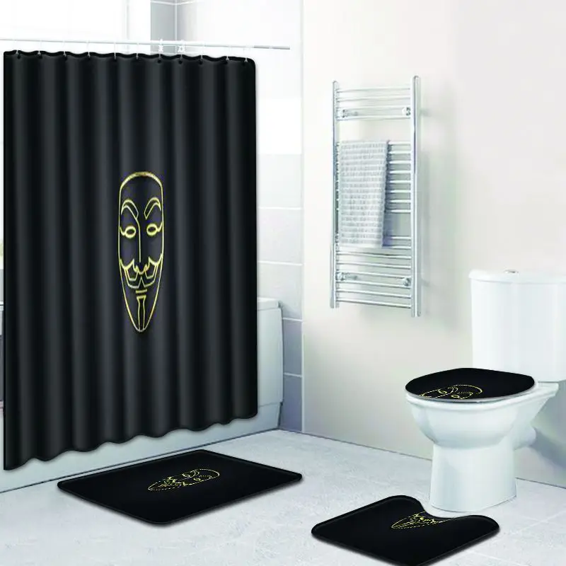 

Zeegle Shower Curtain and Bath Mat Set Non-slip Shower Mat Pedestal Rug Lid Toilet Cover Mat Bathroom Curtain with 12 Hooks