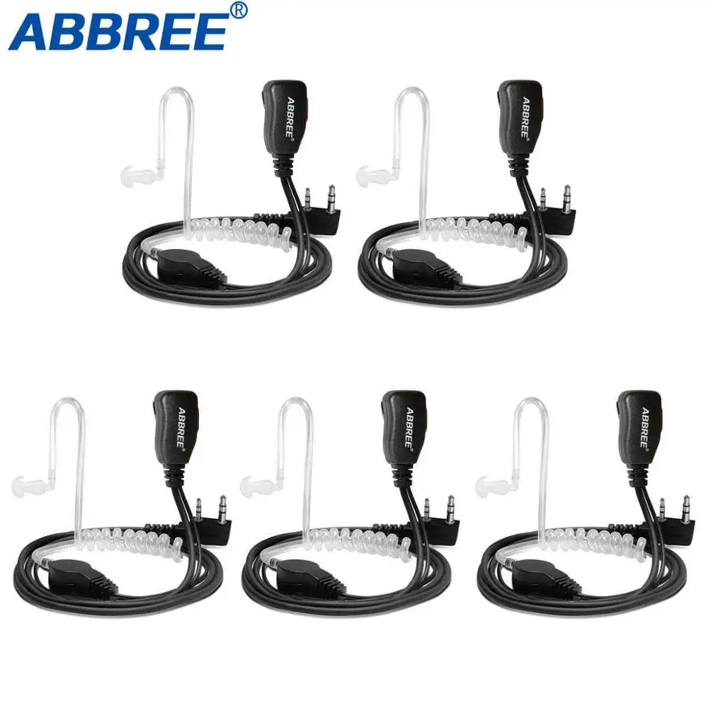 5 шт. Abbree 2-контактный Тайное Акустическая трубка иди и болтай Walkie Talkie Динамик гарнитуры для kendwood Baofeng UV-5R TYT Wouxun двухстороннее радио