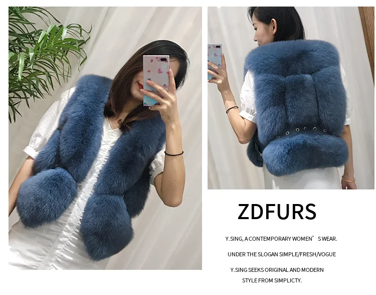 ZDFURS* из натурального меха лисы жилет короткий без рукавов Vestwoman зимние теплые натуральный меховой жилет натуральным лисьим мехом Меховая куртка лисий мех пальто