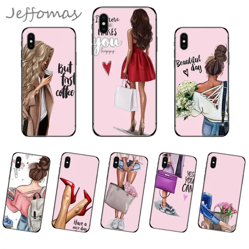 Модные туфли на высоком каблуке для девушек кофейный черный чехол телефона