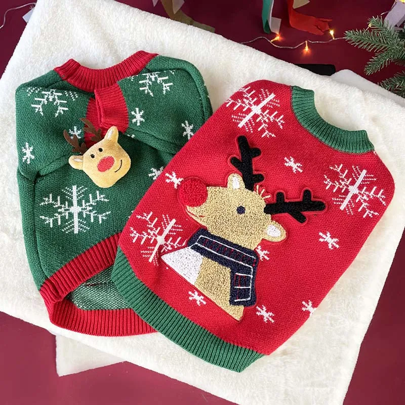 

Pet clothes winter new Christmas sweater Schnauzer Shiba Inu Bichon Teddy Thicken Dog Small Dog Sweater