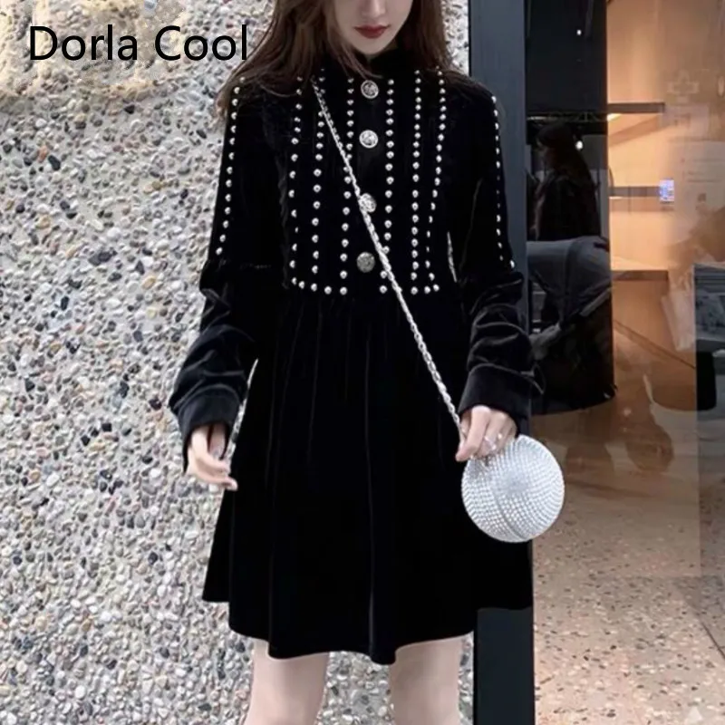 

Женское винтажное платье-мини с длинными рукавами-фонариками