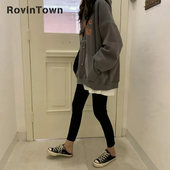 Spring&ampautumn Kpop Oversize Orange Gray Loose Fit Women Hoodie Long Sleeve Casual Style Joint Free Shipping 2020 | Женская одежда