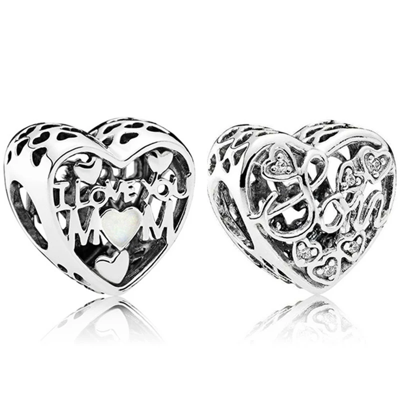 

Баофу новые серебряные бусины 925 пробы с надписью "Я люблю тебя мама/I Love You и надпись «Love Son» бисером подходит для дам к оригинальному браслет...