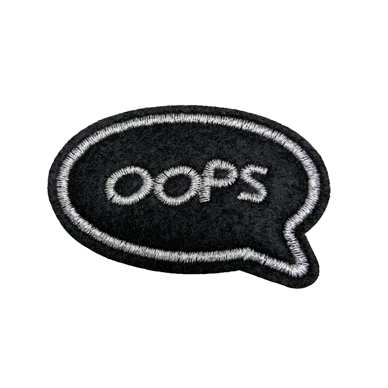 Новинка 10 шт. Серебряный Упс вышитые патчи железные на буквы значок заплаты