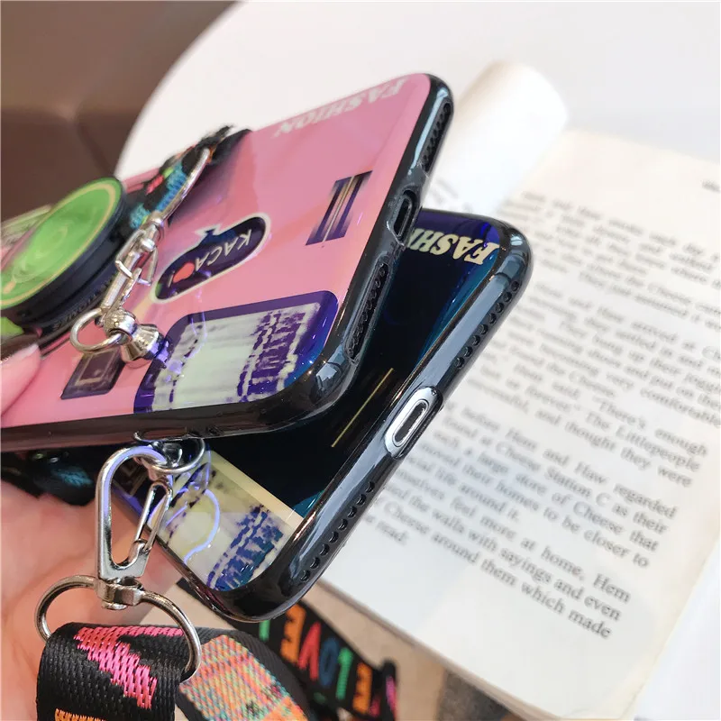 3D Ретро стиль камеры Мягкий ТПУ чехол с ремешком и наручным для huawei Honor 7X8X9X9 10 20 nova 2