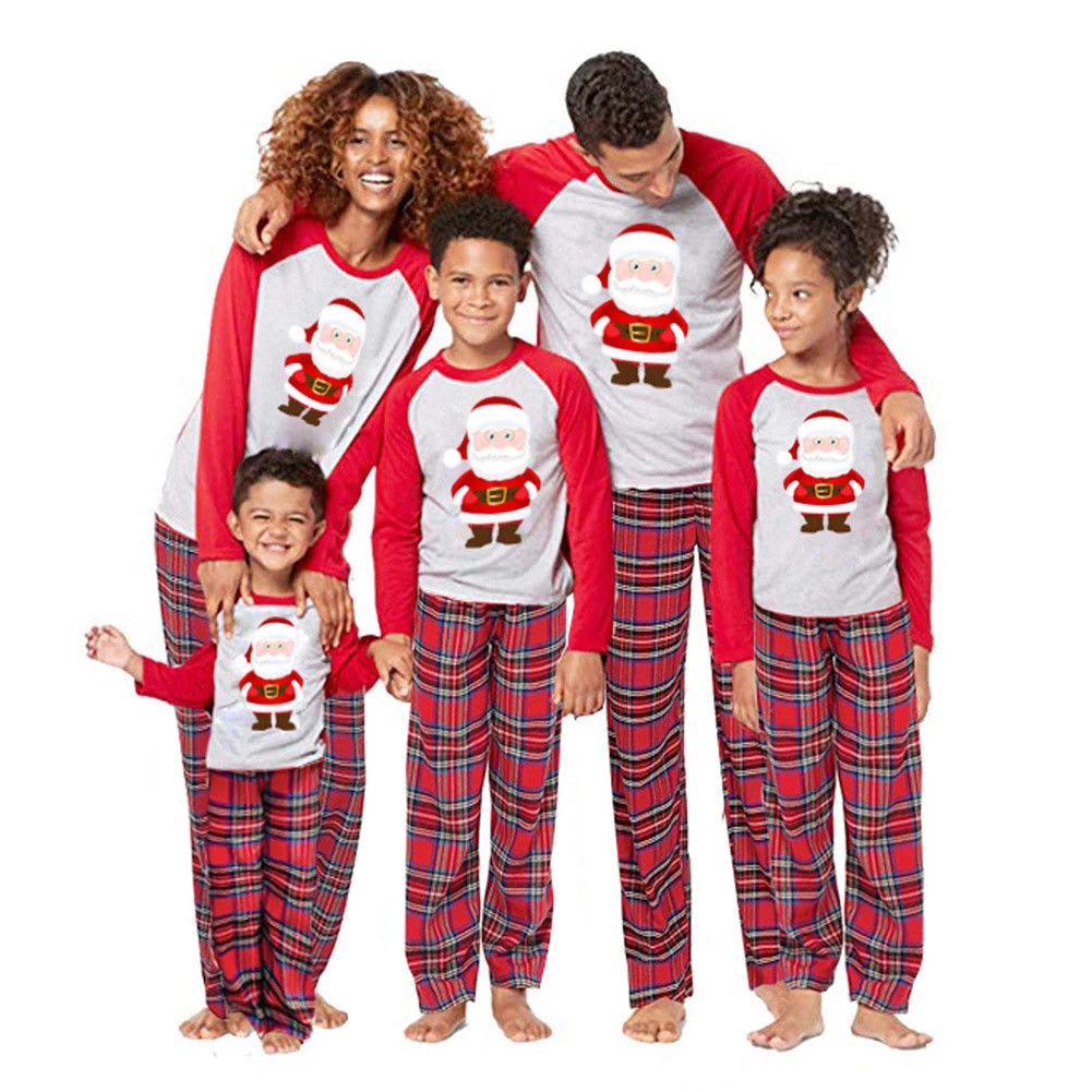 

Christmas Family Matching Pajamas Set Women Mens Kids Xmas Sleepwear Nightwear Santa cartoon T shirt and pants leggings Outfits
