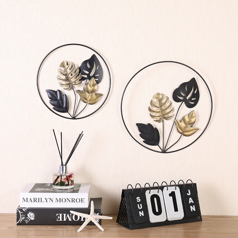 

2pcs Metal Wall Art Leaf Wall Decor Metal Wall Art Crafts Home Decoration Sofa Background for Bedroom Living Room Decoration