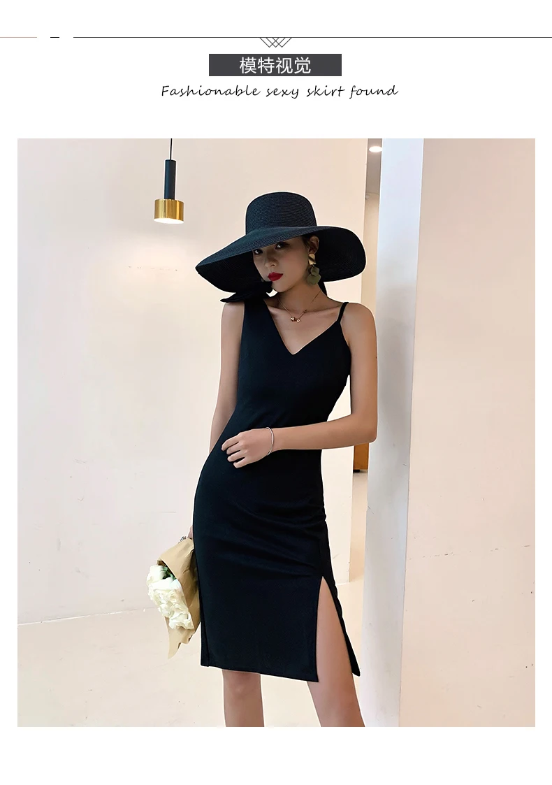 

Черное вечернее платье, Короткое женское банкетное темпераментное платье на бретельках в стиле Хепберн