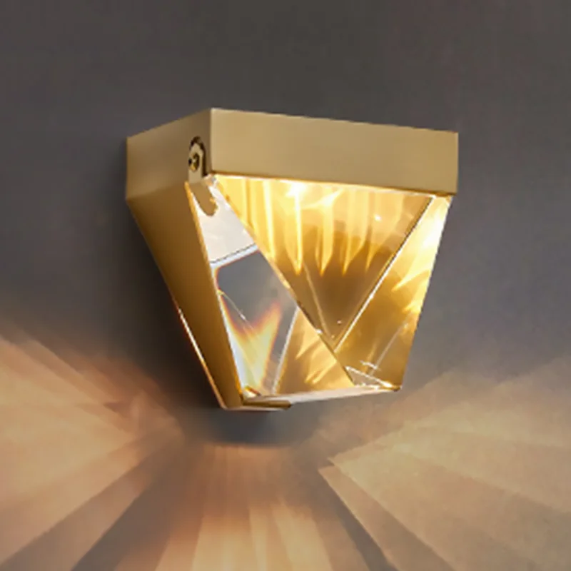 

New Creative Triangle Crystal Wall Lamp for home led loft Aisle Corridor Night Light Sonces Lighting Fixtures LED Indoor Lightin