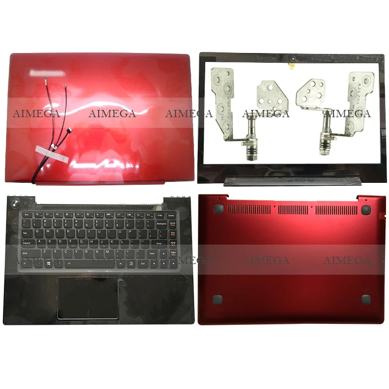 Comprar NUEVA Cubierta Trasera LCD Para Portátil, Bisel Frontal, Bisagras, Reposamanos, Funda Inferior Para Lenovo Ideapad U430P, Roja, Sin Contacto 3CLZ9LCLV50